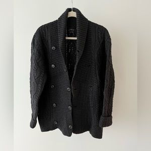 AllSaints - Men’s Pellier cable knit cardigan sweater